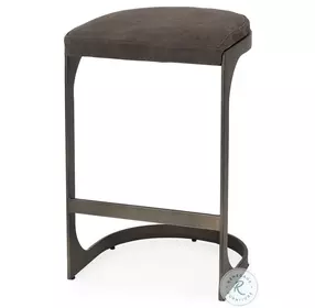 Tyson Brown And Gray Suede Counter Height Stool