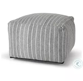 Kensie Blue Striped Large Pouf