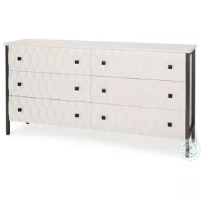 Savannah White Fir Veneer And Gray Metal 6 Drawer Sideboard
