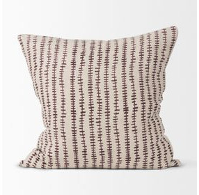 Jenna Beige and Merlot 22 x 22" Decorative Pillow Cover