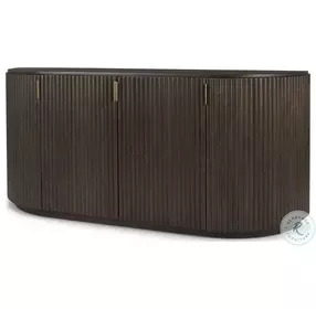 Terra Dark Brown Fluted 4 Door Sideboard