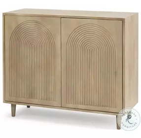 Tucker Light Brown Wood Carved Arch Pattern 2 Door Accent Cabinet