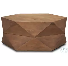 Arreto Medium Brown Hexagonal Hinged Storage Small Coffee Table