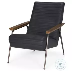 Grosjean Black Leather Accent Chair