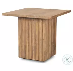 June Light Brown Wood Square Side Table