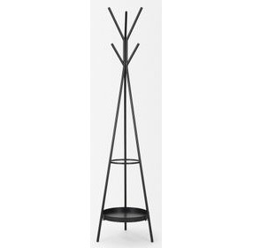 Everett Matte Black 71" Metal Shelves Coat Rack