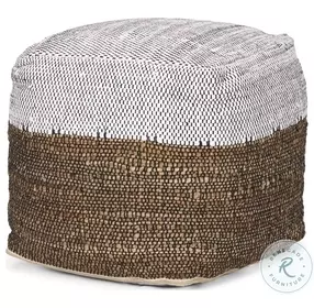Samiya White Cotton Jute Pouf