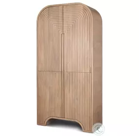 Sorina Light Brown Wood Reverse Fluted Curio Cabinet