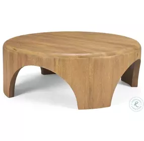 Shima Light Brown Wood Round Coffee Table