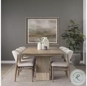 Shivon Light Brown And Travertine 84" Rectangular Dining Room Set