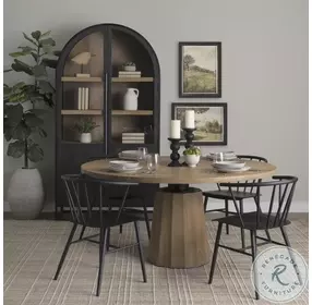 Swanson Light Brown Wood Round Dining Room Set