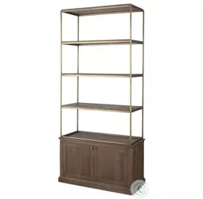 Braxton Dark Brown Wood And Antique Brass Metal 2 Door Shelving Unit