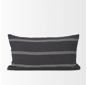 Jayme Gray and White Decorative Lumbar Pillow Cover