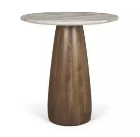 Allyson Medium Brown and Pink 32" Round Marble Top Bistro Table