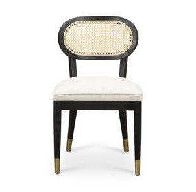 Cosette Black Dining Chair Upholstered in Cream Performance Linen