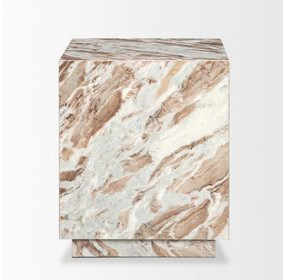 Matteo Brown and White Marble Top Square Side Table