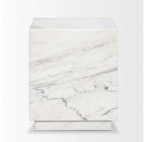 Matteo White and Gray Marble Top Square Side Table