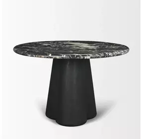 Marilyn Black and White 48" Round Marble Top Dining Table