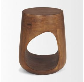 Cove Brown Round Sculptural Open Side Table