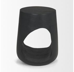 Cove Black Round Sculptural Open Side Table