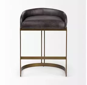 Hollyfield II Black Upholstered Counter Height Stool with Nailhead Trim