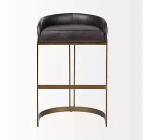 Hollyfield II Black Upholstered Barstool with Nailhead Trim