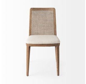 Clara Cream and Brown Performance Fabric Dining Chair
