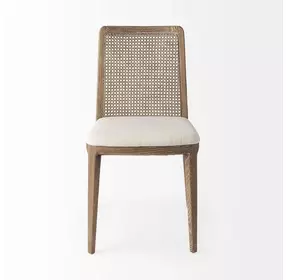 Clara Cream and Brown Performance Fabric Dining Chair