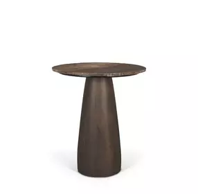 Allyson Dark Brown and Cappuccino 32" Round Marble Top Dining Table