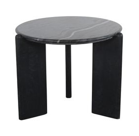 Rumer Black Round Marble Top Side Table