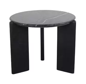 Rumer Black Round Marble Top Side Table