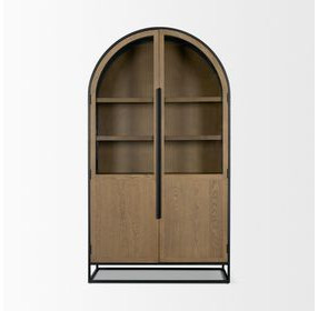 Sloan Light Brown and Black 2 Door Curio Cabinet