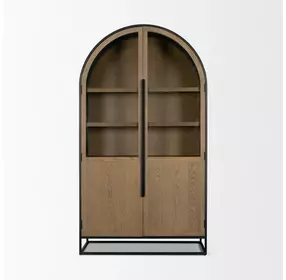 Sloan Light Brown and Black 2 Door Curio Cabinet