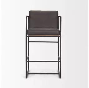 Stamford Charcoal Leather Upholstered Counter Height Stool