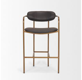 Parker Charcoal Brown Leather Upholstered Counter Height Stool