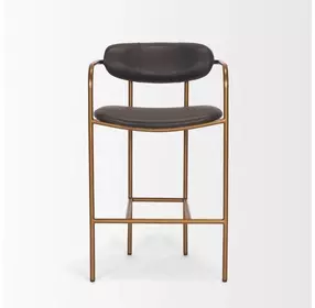 Parker Charcoal Brown Leather Upholstered Counter Height Stool