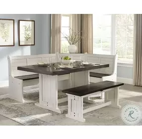 Autumn Echo White 75" Breakfast Nook Dining Set