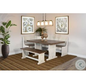 Willow Nest Wood 75" Breakfast Nook Dining Set