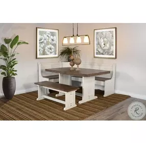 Willow Nest Wood 75" Breakfast Nook Dining Set