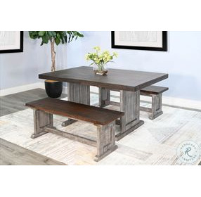 Rustic Refined Gray Wood Rectangular Dining Room Set