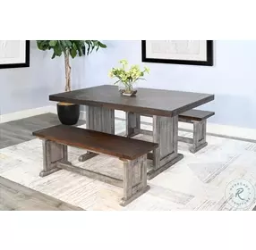 Rustic Refined Gray Wood Rectangular Dining Room Set