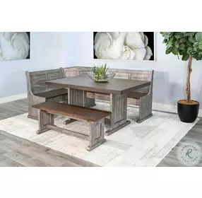 Rustic Refined Gray 75" Breakfast Nook Dining Set