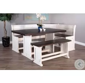 Heritage House White Carriage House 75" Rectangular Counter Height Breakfast Nook Set