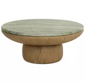 Orina Sage and Brown Outdoor Round Coffee Table