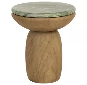 Orina Sage and Brown Outdoor Round End Table