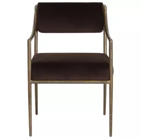 Belen Diamond Mink Upholstered Dining Arm Chair