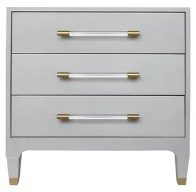 Amber Light Grey Faux Shagreen Soft Close 3 Drawer Side Table