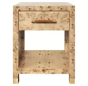 Pelham Matte Burl Wood Soft Close 1 Drawer Side Table