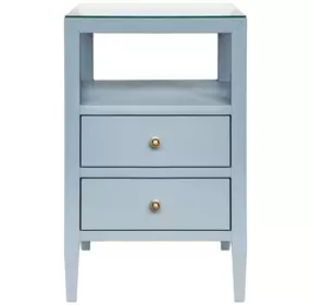Roscoe Textured Light Blue Linen Soft Close 2 Drawer Side Table