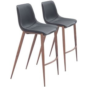 Magnus Black and Walnut Bar Stool Set of 2